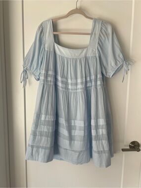 J.Crew Light Blue Square-Neck Babydoll Dress - 100% Cotton